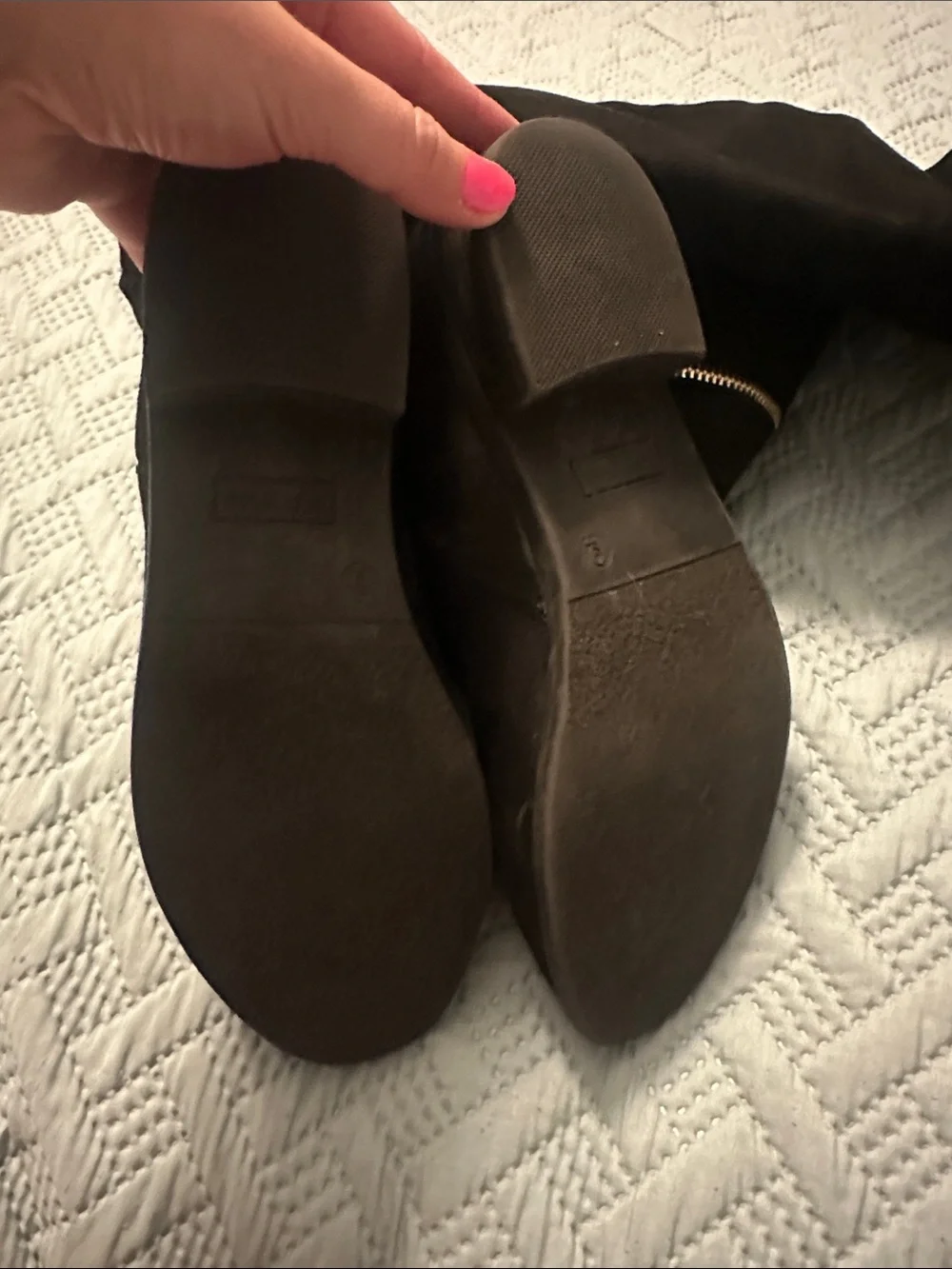 Top Moda Women's Black Suede Over-the-Knee Zip Boots size 9